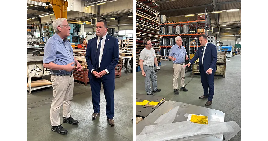 Didier Lemaire en visite dans les ateliers de l’Usine Métallurgique d’Altkirch pour découvrir le savoir-faire industriel et les capacités de production de pièces métalliques techniques